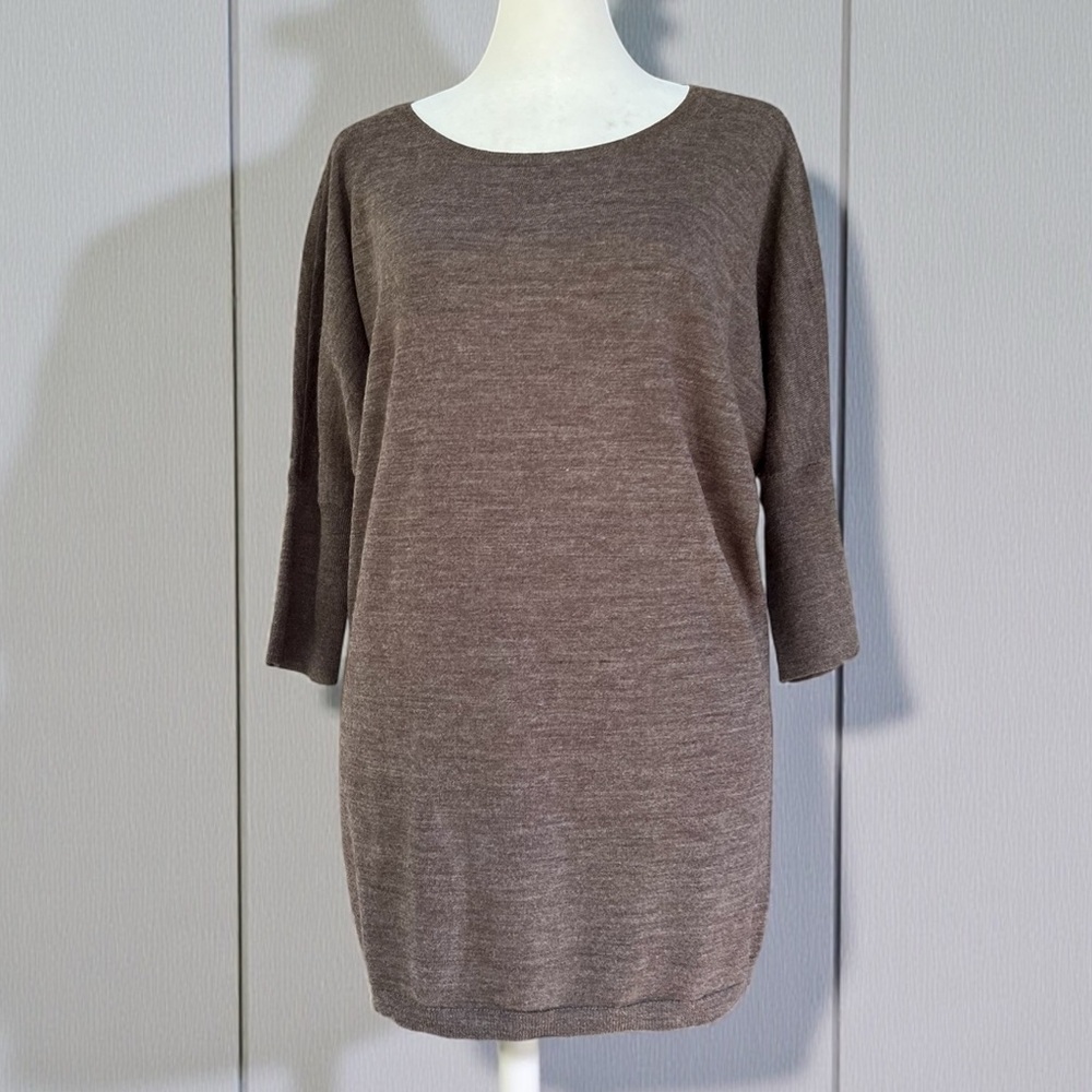 Ann Taylor Wool Blend Dolman Sleeve Tunic Sweater in Mushroom Size Small
